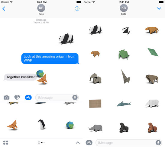 پک استیکر WWF Origami برای iOS