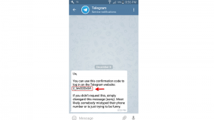 ارسال کد از طرف تلگرام