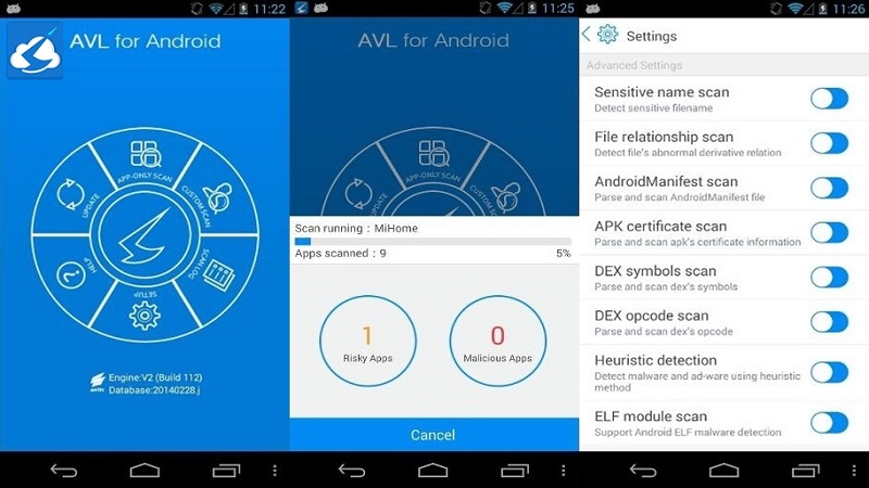 AVL Android free antivirus with powerful effect on malware