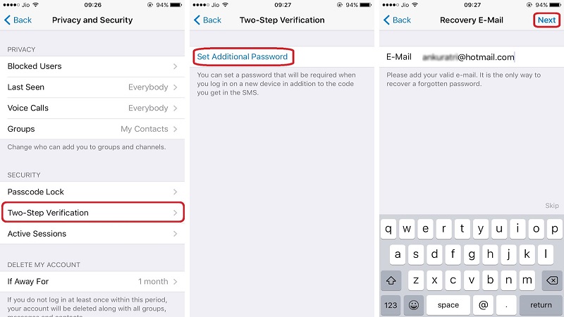 Steps to activating Telegram Two-Step Verification
