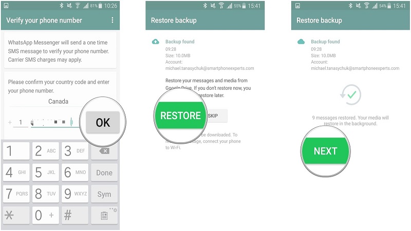 How to recover messages in WhatsApp by deleteing and reinstalling application