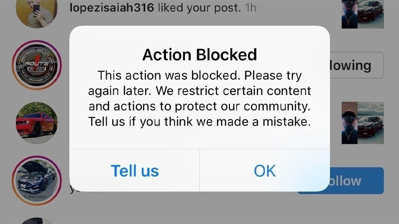  ارور Action block در اینستاگرام