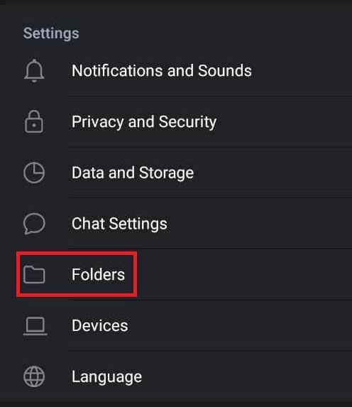 گزینه فولدر در تلگرام جدید