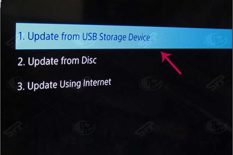 انتخاب گزینه update from USB
