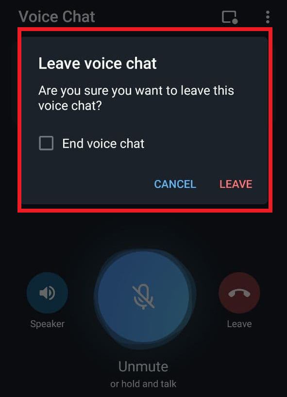 پایان دادن به ویس چت تلگرام